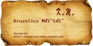 Kruzslicz Máté névjegykártya