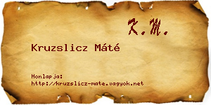 Kruzslicz Máté névjegykártya